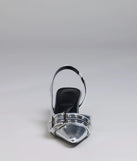 Turn heads in the Sleek Trendy Buckle Strap Slingback Kitten Heels, silver heels showcasing a fresh trend or stylish detail made to elevate your full Windsor fit.