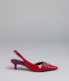 Turn heads in the Sleek Trendy Buckle Strap Slingback Kitten Heels, red heels showcasing a fresh trend or stylish detail made to elevate your full Windsor fit.