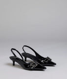 Sleek Trendy Buckle Strap Slingback Kitten Heels