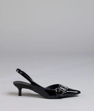 Sleek Trendy Buckle Strap Slingback Kitten Heels