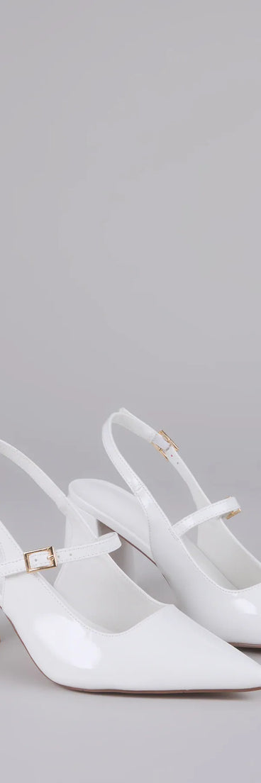 Point Made Buckle Strap Sling-Back Pumps