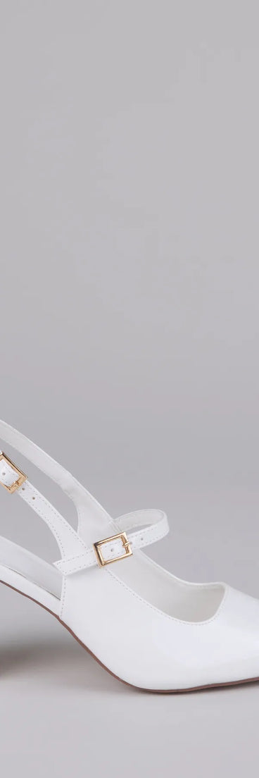 Point Made Buckle Strap Sling-Back Pumps