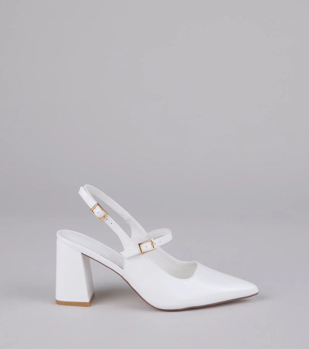 Point Made Buckle Strap Sling-Back Pumps