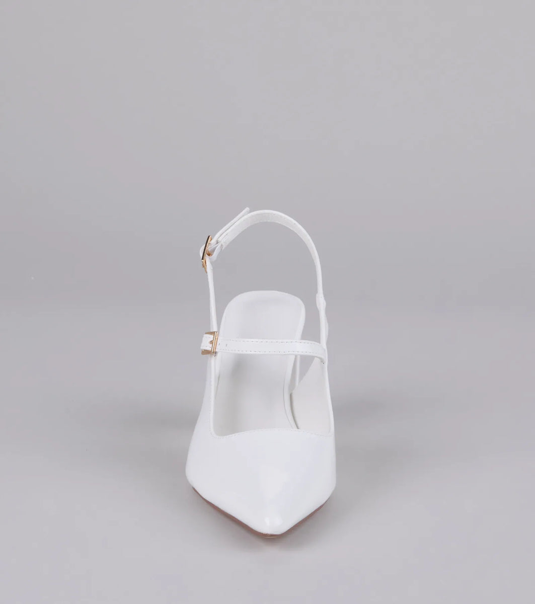 Point Made Buckle Strap Sling-Back Pumps & Windsor