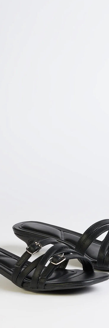 Step into style with the Trendy Steps Buckle Strap Kitten Heel Mules, black heels made to complete your Windsor look with comfort and glam in mind.