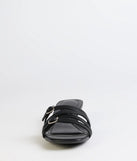 Trendy Steps Buckle Strap Kitten Heel Mules