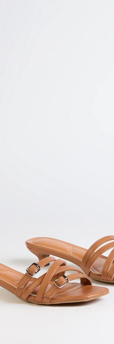 Step into style with the Trendy Steps Buckle Strap Kitten Heel Mules, camel brown heels made to complete your Windsor look with comfort and glam in mind.