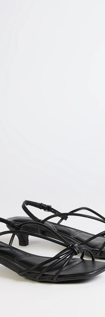 Step into style with the Tied Together Strappy Kitten Heels, black heels made to complete your Windsor look with comfort and glam in mind.