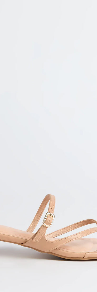 Elevate warm-weather looks with Chic Trend Thong Strap Kitten Heel Mules in nude, a pair of trendy sandals bringing chic, modern flair to every step.