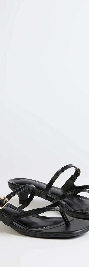 Step into style with the Chic Trend Thong Strap Kitten Heel Mules, black heels made to complete your Windsor look with comfort and glam in mind.