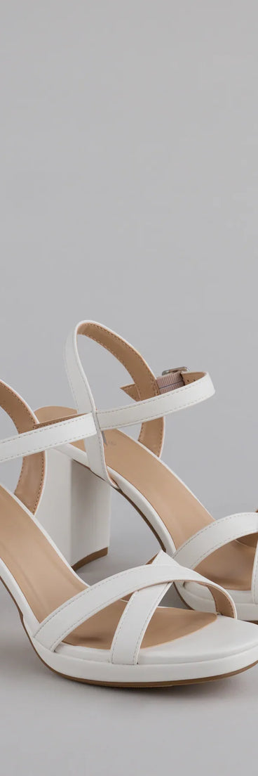 Step into style with the Simplistic Perfection Platform Block Heels, white heels made to complete your Windsor look with comfort and glam in mind.