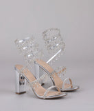 Keep It Gorgeous Rhinestone Spiral Block Heels