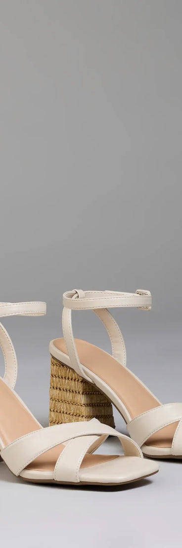 Step into style with the Sweeten Up Straw Block Heels, ivory heels made to complete your Windsor look with comfort and glam in mind.