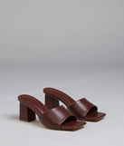 Chic Flair Square Toe Block Heel Mules