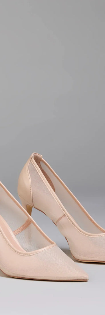 Step into style with the All Pretty Sheer Mesh Stiletto Pumps, nude heels made to complete your Windsor look with comfort and glam in mind.