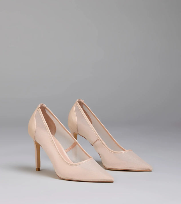 Step into style with the All Pretty Sheer Mesh Stiletto Pumps, nude heels made to complete your Windsor look with comfort and glam in mind.