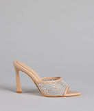 Turn heads in the Night Glam Rhinestone Mesh Stiletto Heels, nude heels showcasing a fresh trend or stylish detail made to elevate your full Windsor fit.