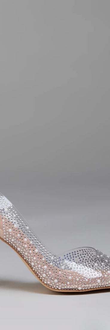 Turn heads in the Clear Goals Rhinestone Pearl Slingback Pumps, clear heels showcasing a fresh trend or stylish detail made to elevate your full Windsor fit.