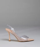 Clear Goals Rhinestone Pearl Slingback Pumps