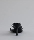 Elevate warm-weather looks with Out And About Strappy Thong Stiletto Mules in black, a pair of trendy sandals bringing chic, modern flair to every step.