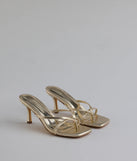 Step into style with the Out And About Strappy Thong Stiletto Mules, gold heels made to complete your Windsor look with comfort and glam in mind.