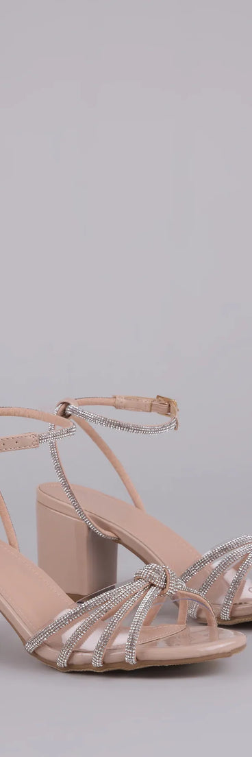 Sparkle Agenda Rhinestone Strappy Block Heels