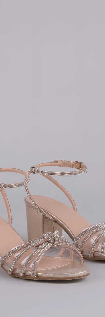 Sparkle Mode Rhinestone Strappy Glitter Block Heels