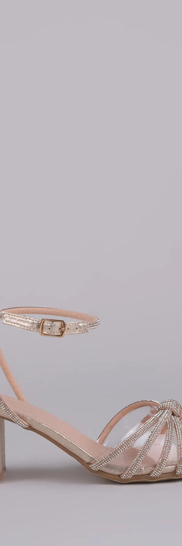 Sparkle Mode Rhinestone Strappy Glitter Block Heels