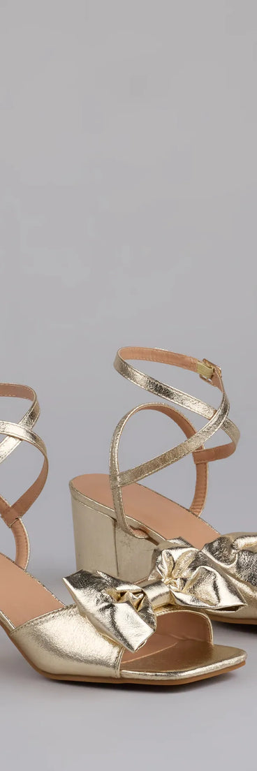 Sweeter Than Ever Metallic Bow Block Heels