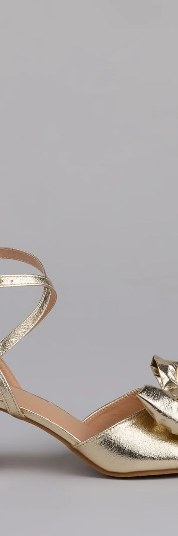 Sweeter Than Ever Metallic Bow Block Heels