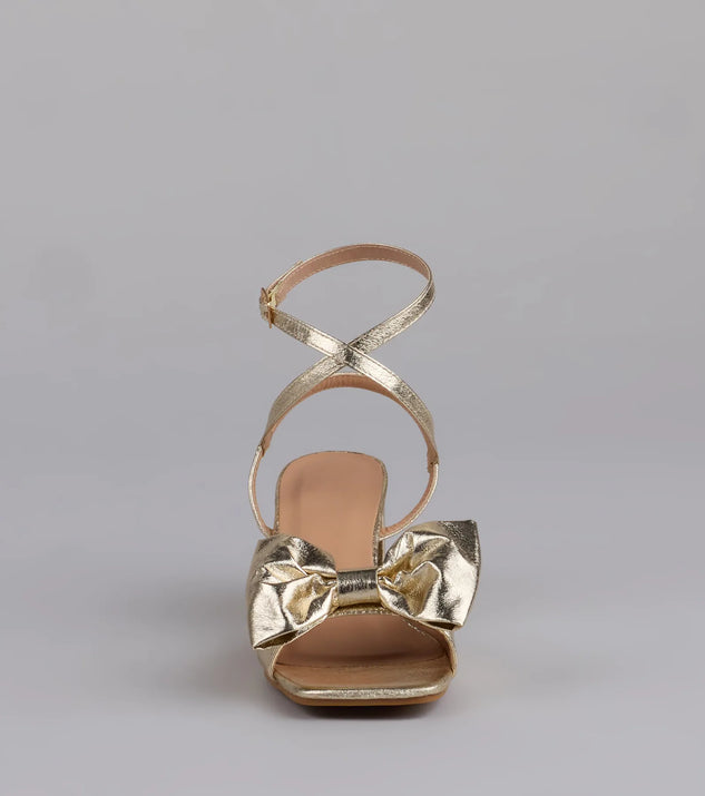 Sweeter Than Ever Metallic Bow Block Heels | Windsor