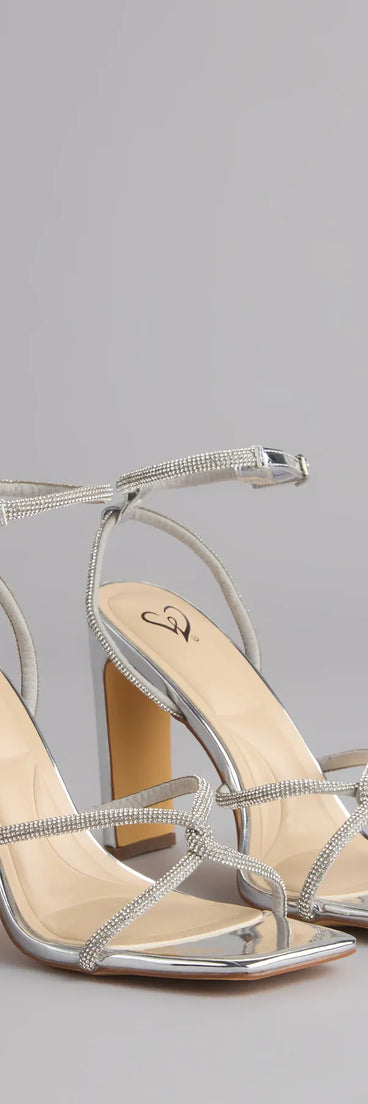 VIP Only Rhinestone Metallic Block Heels