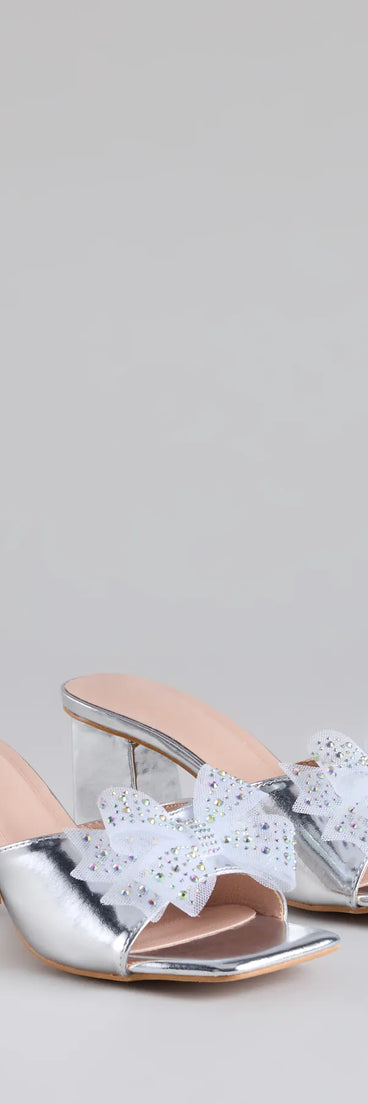 Sweet Glamour Rhinestone Bow Mules