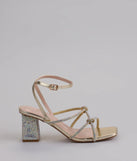 Elevate warm-weather looks with Bring The Glam Rhinestone Block Heels in gold, a pair of trendy sandals bringing chic, modern flair to every step.