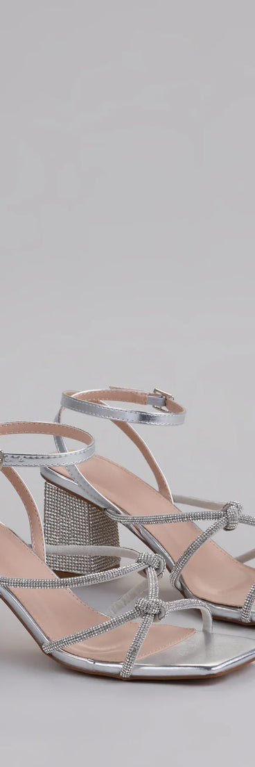 Step into style with the Bring The Glam Rhinestone Block Heels, silver heels made to complete your Windsor look with comfort and glam in mind.