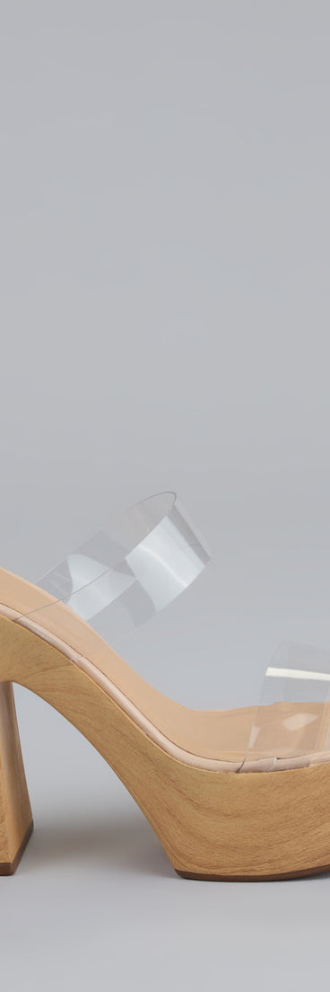 Walk Tall Clear Strap Platform Block Heels