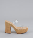 Walk Tall Clear Strap Platform Block Heels