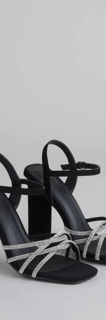 Glow Getter Twisted Rhinestone Heels