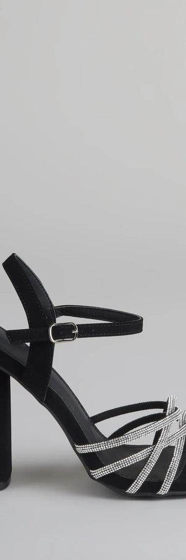 Glow Getter Twisted Rhinestone Heels