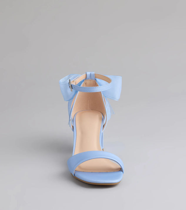 So Pretty Chiffon Bow Satin Block Heels | Windsor