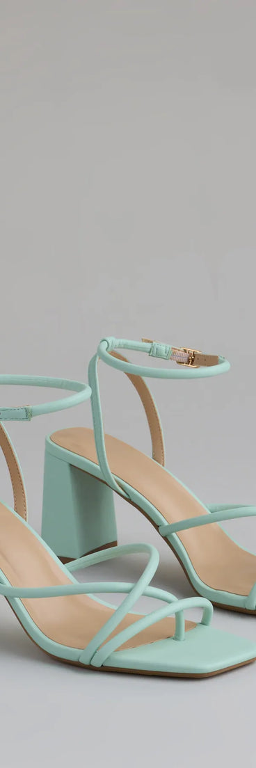 Step into style with the Chic Favorite Strappy Block Heels, mint green heels made to complete your Windsor look with comfort and glam in mind.