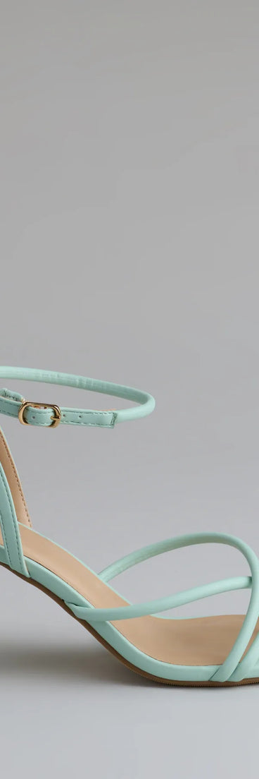 Elevate warm-weather looks with Chic Favorite Strappy Block Heels in mint green, a pair of trendy sandals bringing chic, modern flair to every step.