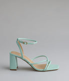 Elevate warm-weather looks with Chic Favorite Strappy Block Heels in mint green, a pair of trendy sandals bringing chic, modern flair to every step.