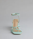 Turn heads in the Chic Favorite Strappy Block Heels, mint green heels showcasing a fresh trend or stylish detail made to elevate your full Windsor fit.