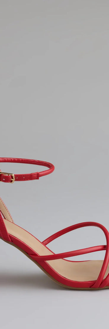 Elevate warm-weather looks with Chic Favorite Strappy Block Heels in red, a pair of trendy sandals bringing chic, modern flair to every step.