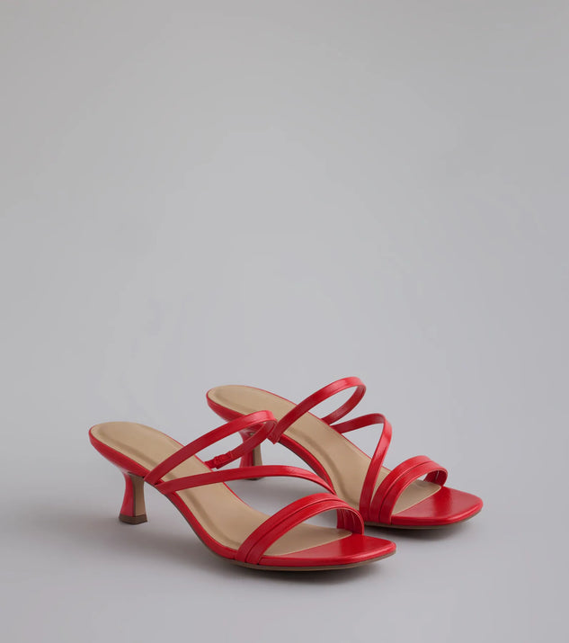 Step into style with the Cute Attitude Strappy Kitten Heel Mules, red heels made to complete your Windsor look with comfort and glam in mind.