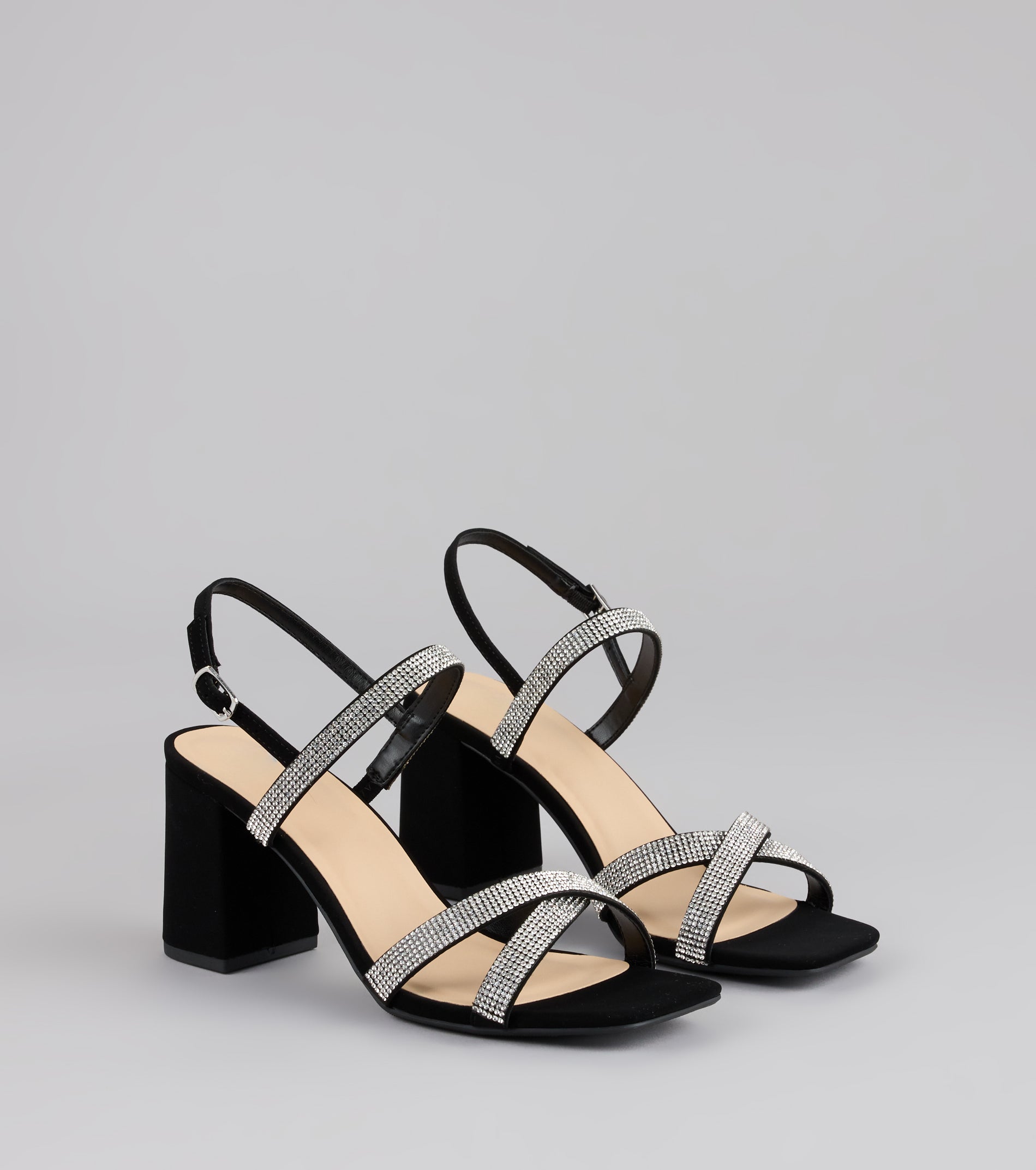 0411♡ Night Luxe Rhinestone Block Heels | Windsor