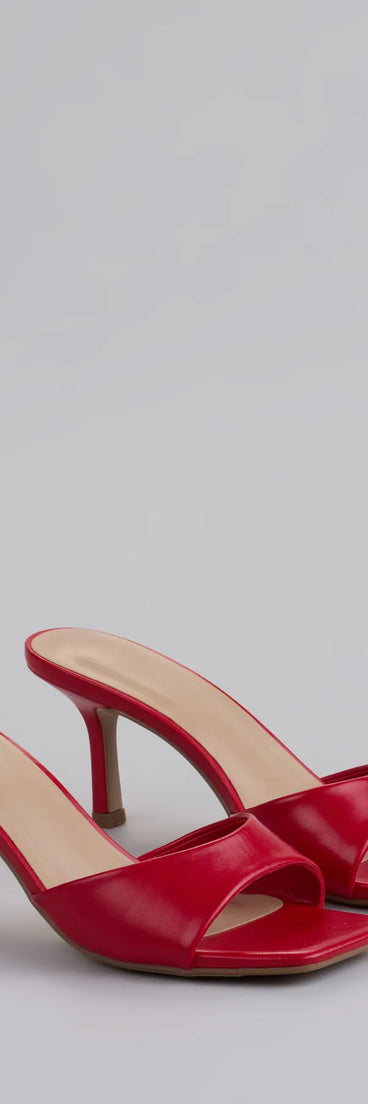 Step into style with the Glam Stunner Stiletto Mules, red heels made to complete your Windsor look with comfort and glam in mind.