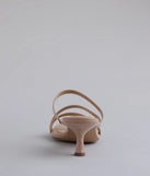 Elevate warm-weather looks with Cute Attitude Strappy Kitten Heel Mules in nude, a pair of trendy sandals bringing chic, modern flair to every step.