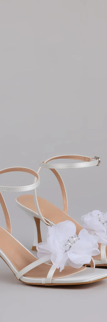 Glam Bloom Flower Strap Kitten Heels